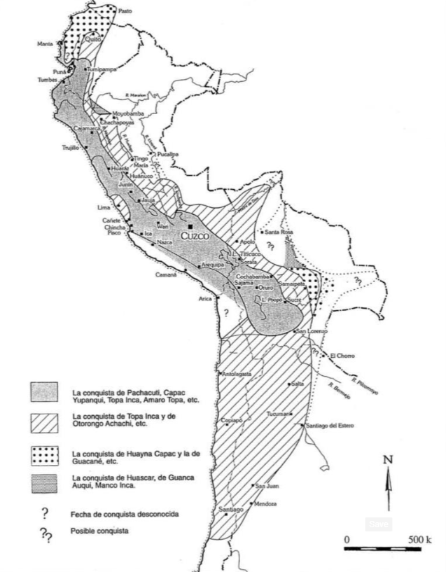 mapa de la extensión del Imperio inca