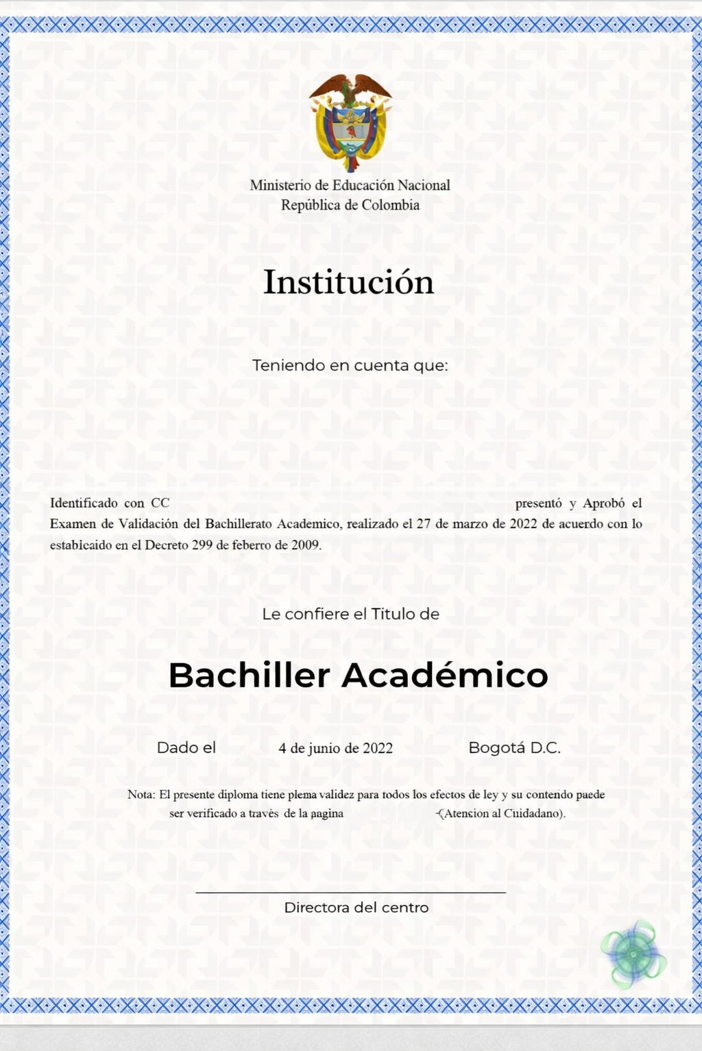 diploma de bachiller académico