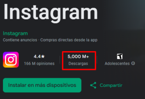 número de descargas aplicación