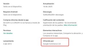 proveedor de la aplicación