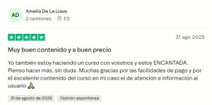 reseña Truspilot Amelia de la Llave