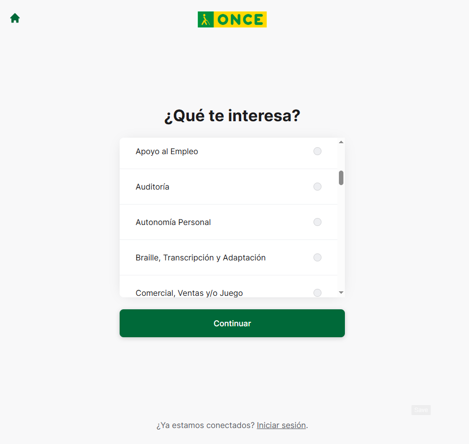 conectar con la ONCE áreas