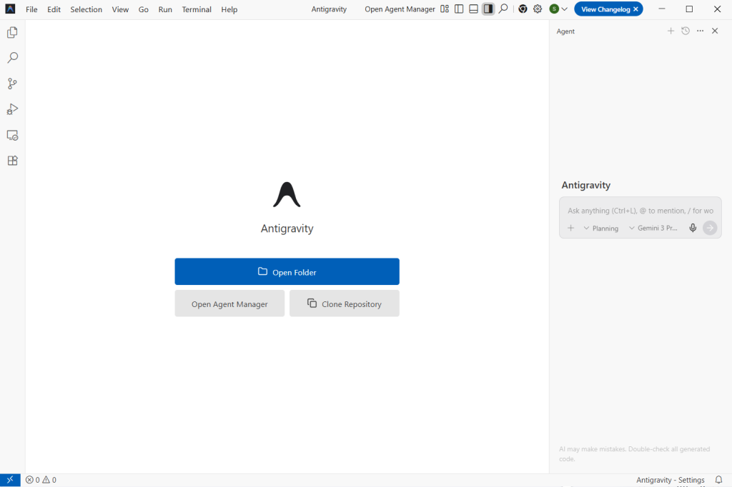 Google Antigravity aplicación Google Antigravity aplicación