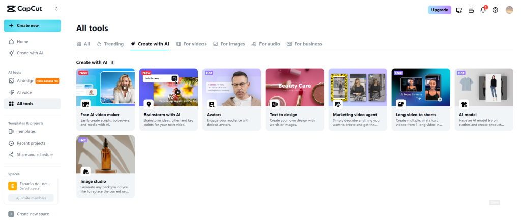 herramientas de IA CupCut