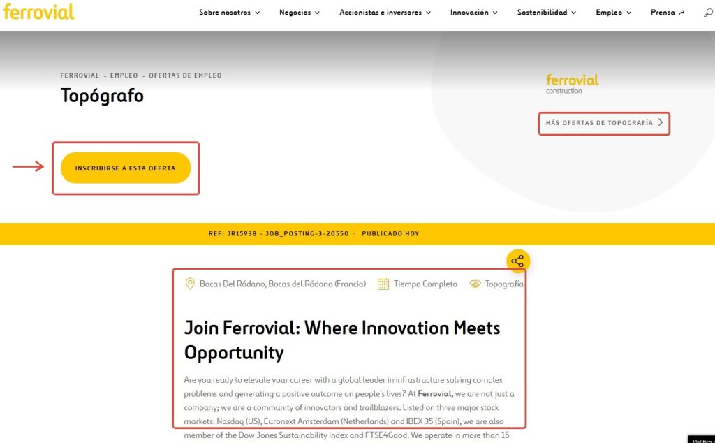 inscribirse en oferta ferrovial