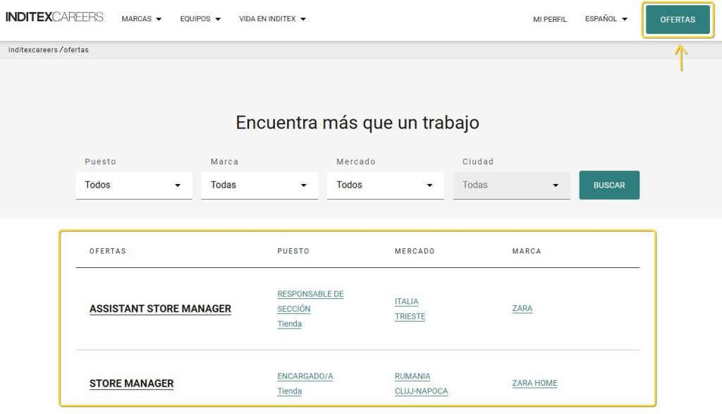 ofertas para trabajar en zara inditex