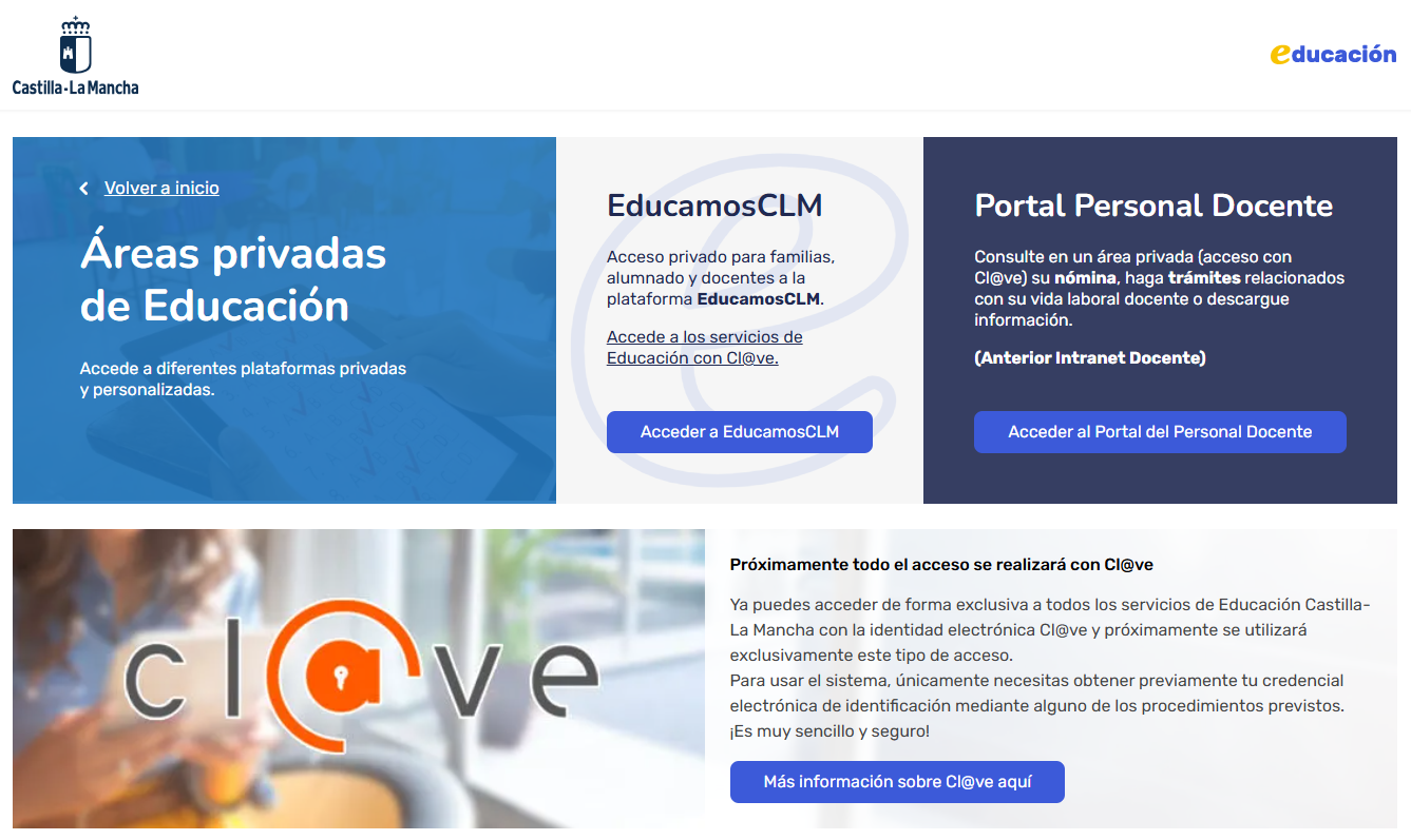 Acceso al Portal de Educación de JCCM