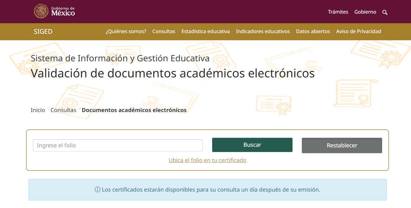 aplicación validación de docimentos SEP SIGED