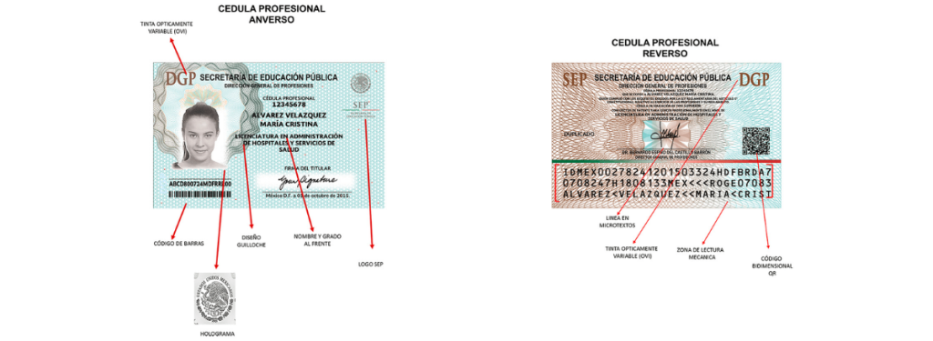 cédula profesional averso y reverso