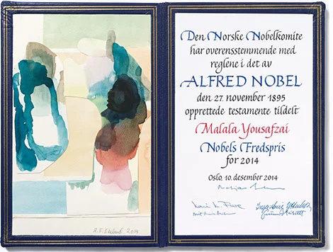 Diploma del Premio Nobel de la Paz de Malala