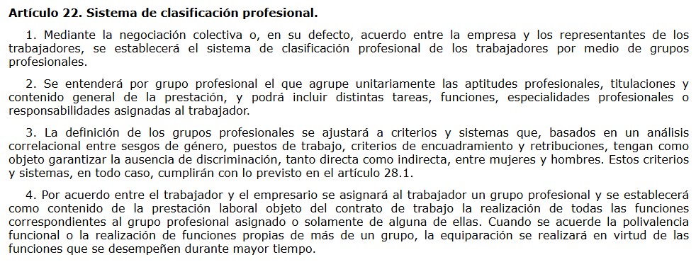 artículo 22 estatuto de los trabajadores