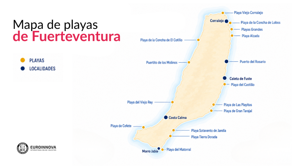 Mapa de las playas de Fuerteventura