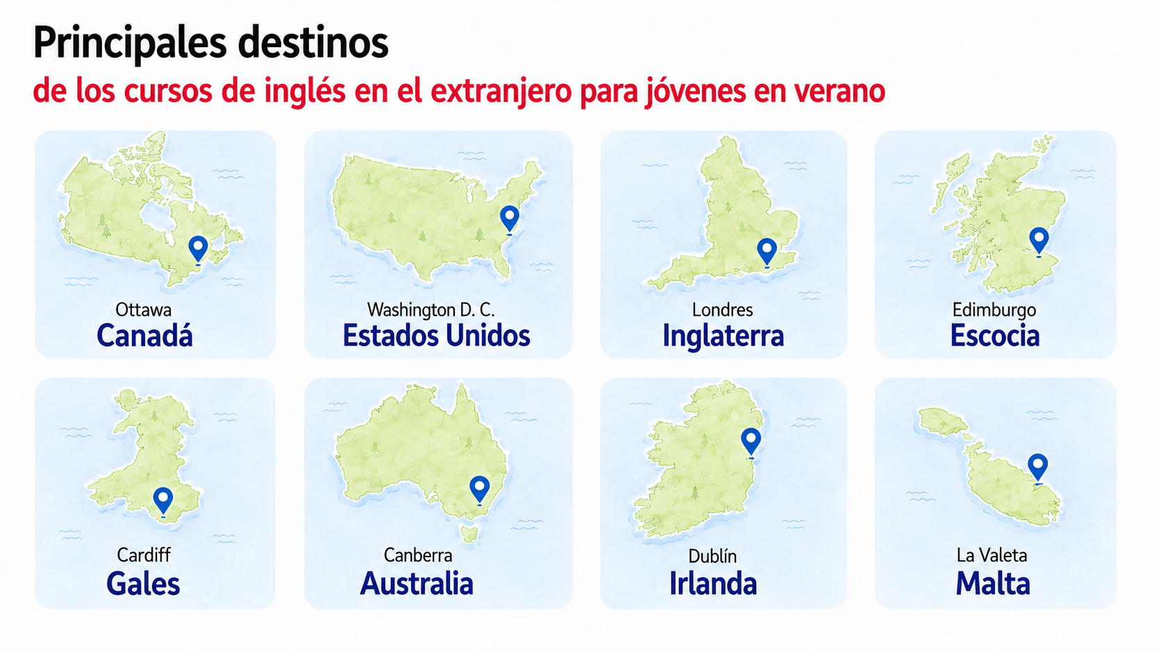 cursos de inglés en el extranjero para jóvenes en verano destinos