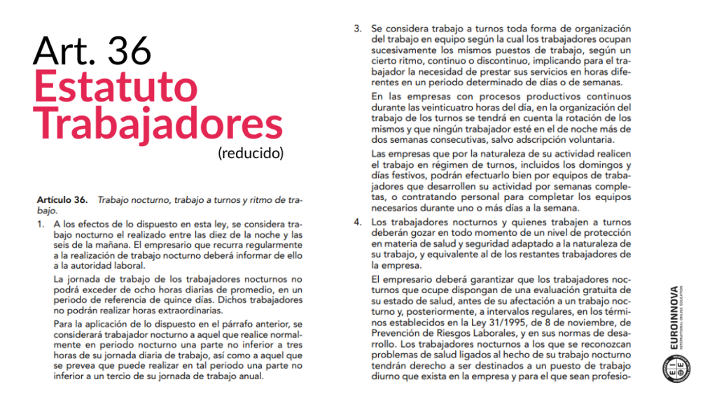 Trabajo nocturno en el Estatuto de los Trabajadores