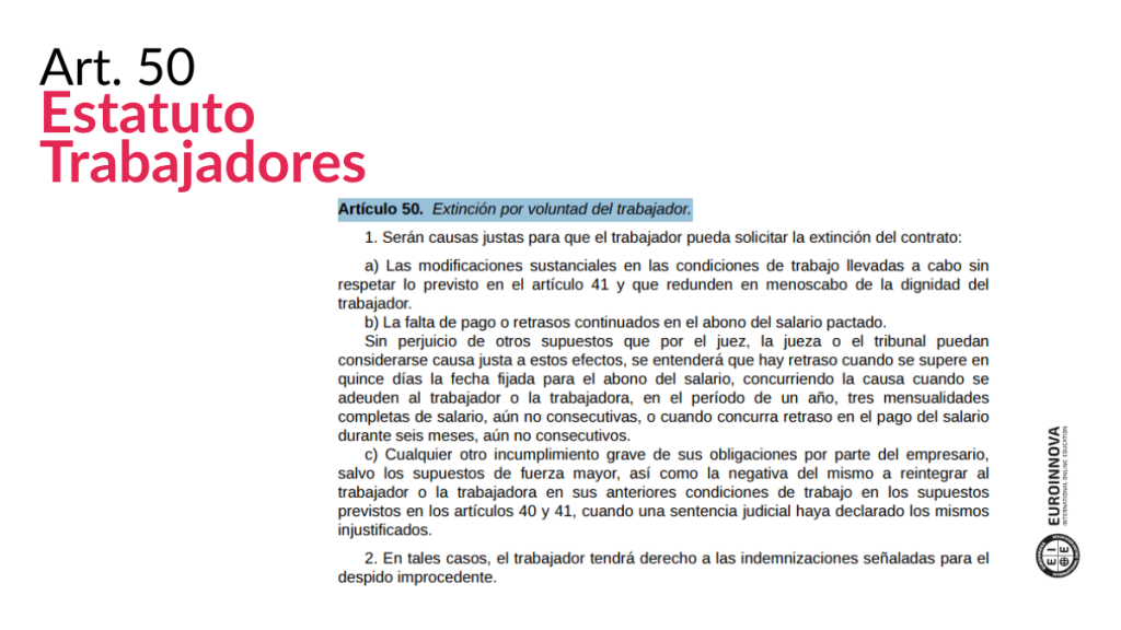 imagen del artículo 50 del estatuto de los trabajadores
