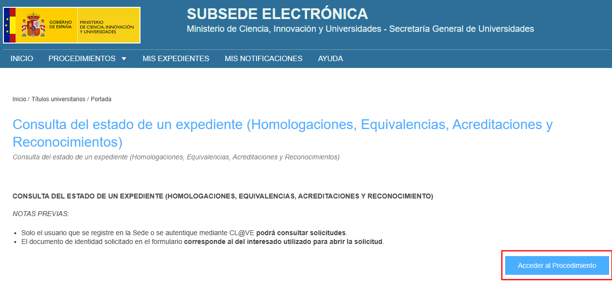 cómo consultar expediente homologación de título universitario