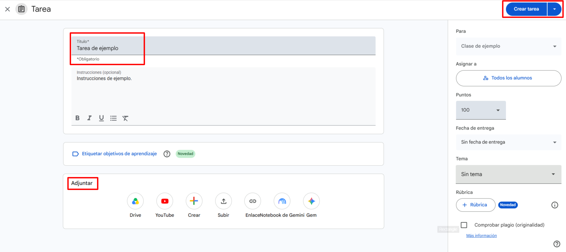 cómo crear una tarea en Classroom