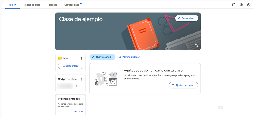 ejemplo de clase en classroom