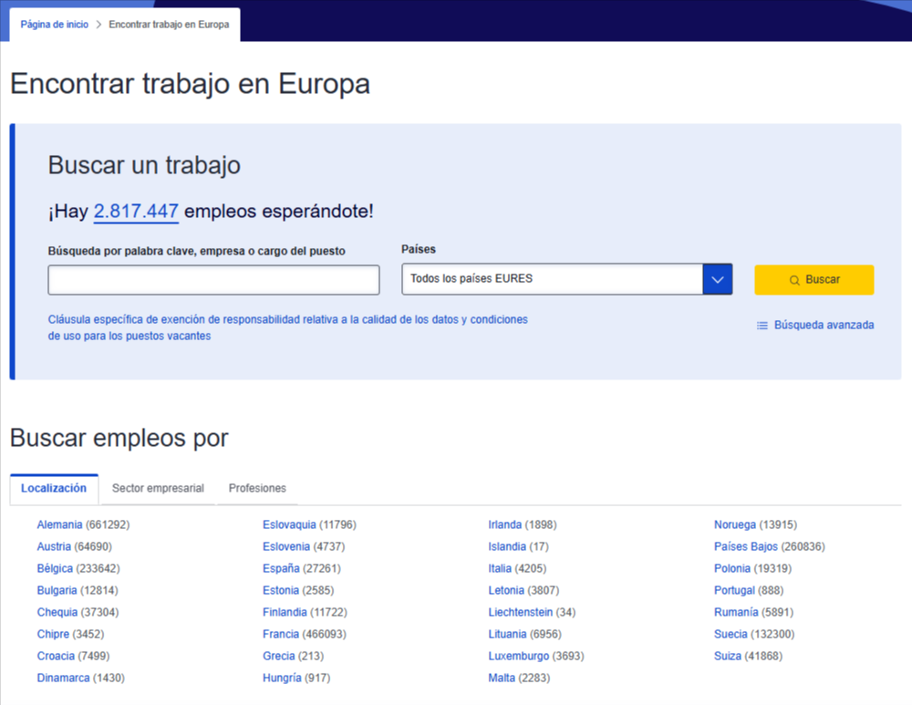 encontrar trabajo en Europa