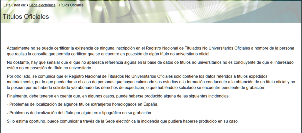 información de títulos oficiales